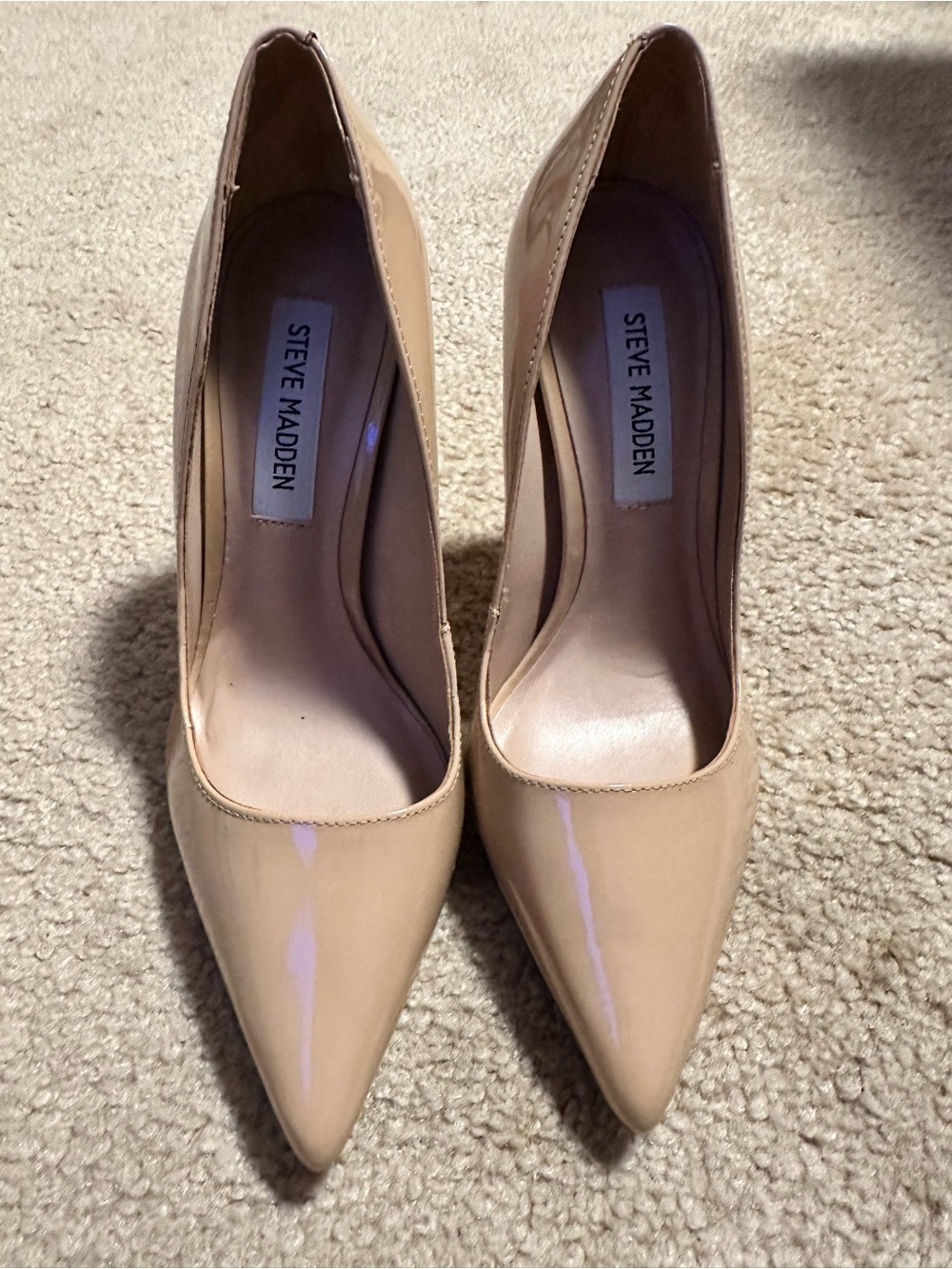 Steve Madden Nude Patent Pointed-Toe Pumps